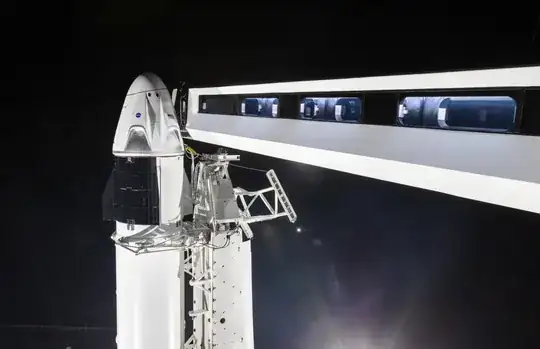 crew dragon on launchpad