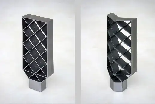 Figure 1: Conventional grid fin (left) and swept-back grid fin (right).