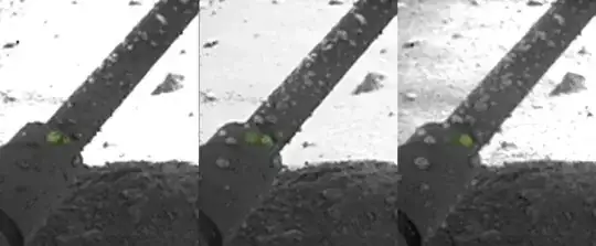 Blobs of possible brine (really salty water) imaged on one of Phoenix’s landing struts shortly after arriving on Mars.