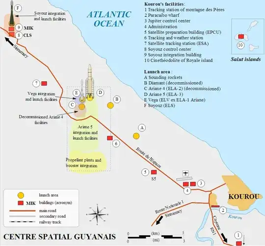 Map of the Guiana Space Centre