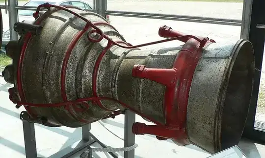 Rocket nozzle on V2 showing the classic shape