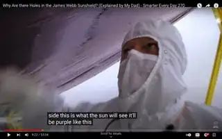 screenshot from Destin's Smarter Every Day's "Why Are there Holes in the James Webb Sunshield? Explained by My Dad Smarter Every Day 270" https://youtu.be/Pu97IiO_yDI