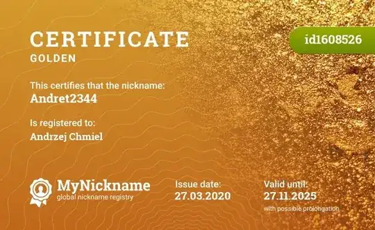 Certificate for nickname Andret2344, is registered to: Andrzej Chmiel