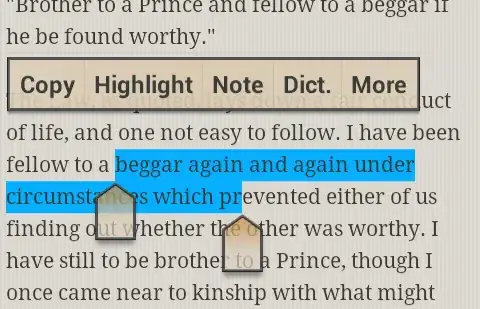 Screenshot from moon+reader to show text selection in it which I want in my app