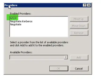 NTLM has to be the topmost