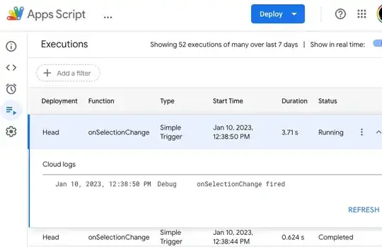 A section of my data frame