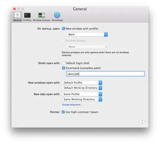 Screenshot of entering /bin/zsh in Terminal.app preferences