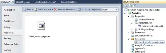visual studio screen shot - Resources tab