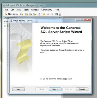 Screenshot of Generate SQL Server Scripts Wizard