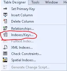 Table Designer tool tab