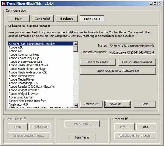 HijackThis Add/Remove Programs Manager