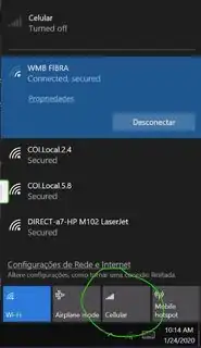 Figure 1 Has the enabled device but the cellular option is disabled