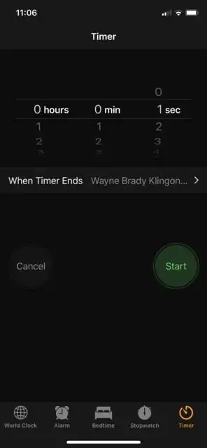 Timer in the Clock app