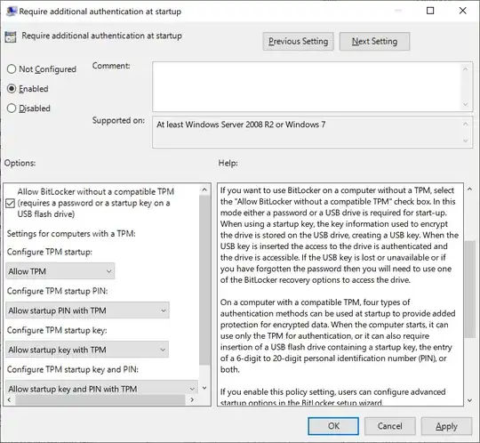 Configure TPM startup PIN
