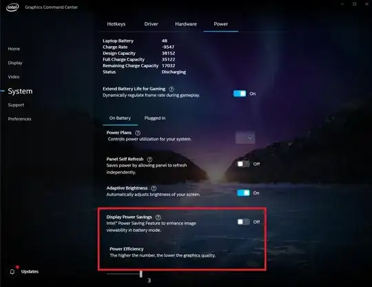 turning off Display Power Savings