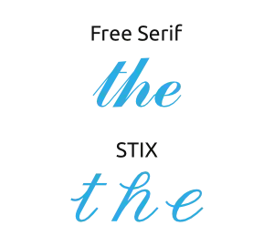 ℯ rendered with FreeSerif and STIX