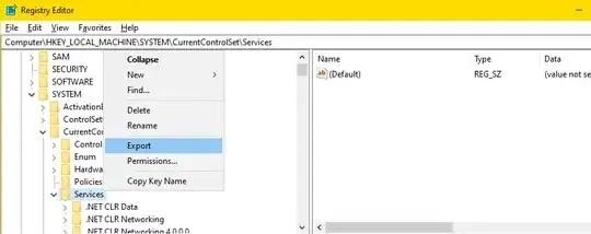 Export the 'Services' registry key - keep the backup safe!