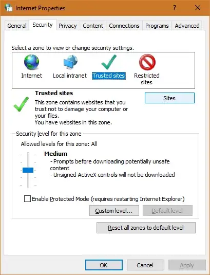 Internet Properties window