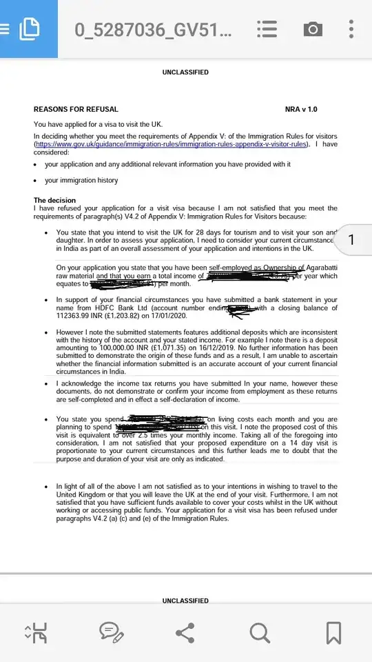 Image of a UKVI refusal notice