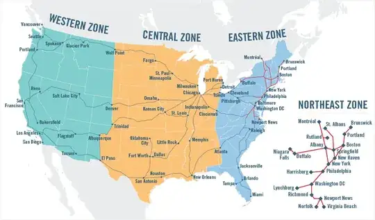 Amtrak zone map
