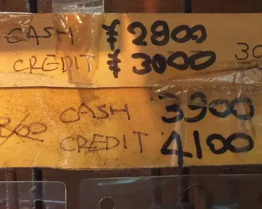 Different price for credit card