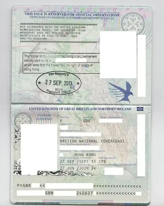 British National (Overseas) passport