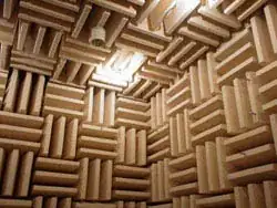 Walls of an acoustic anechoic chamber