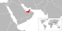 Map showing location of the UAE
