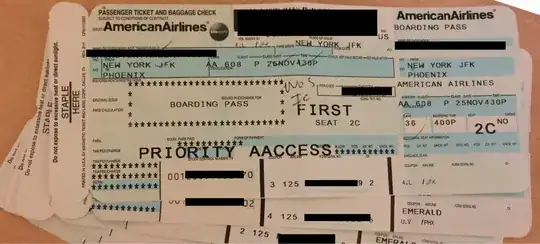 Stack of AA boarding passes printed on traditional AA ticket stock
