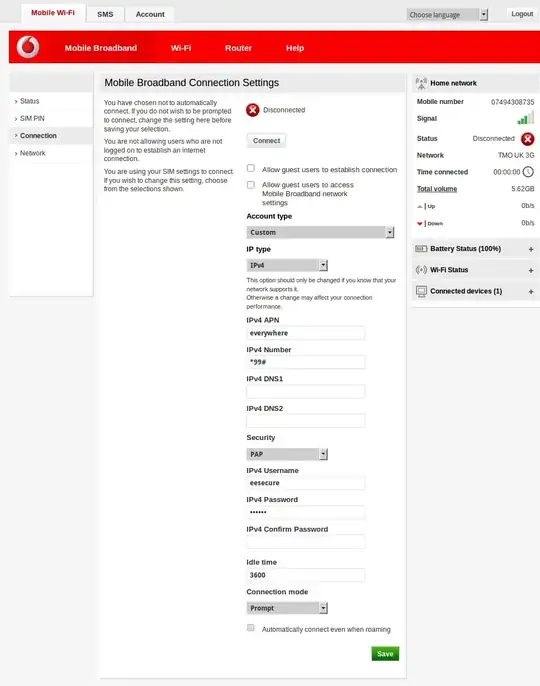 Screenshot of information page
