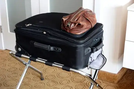 Suitcase on a rack