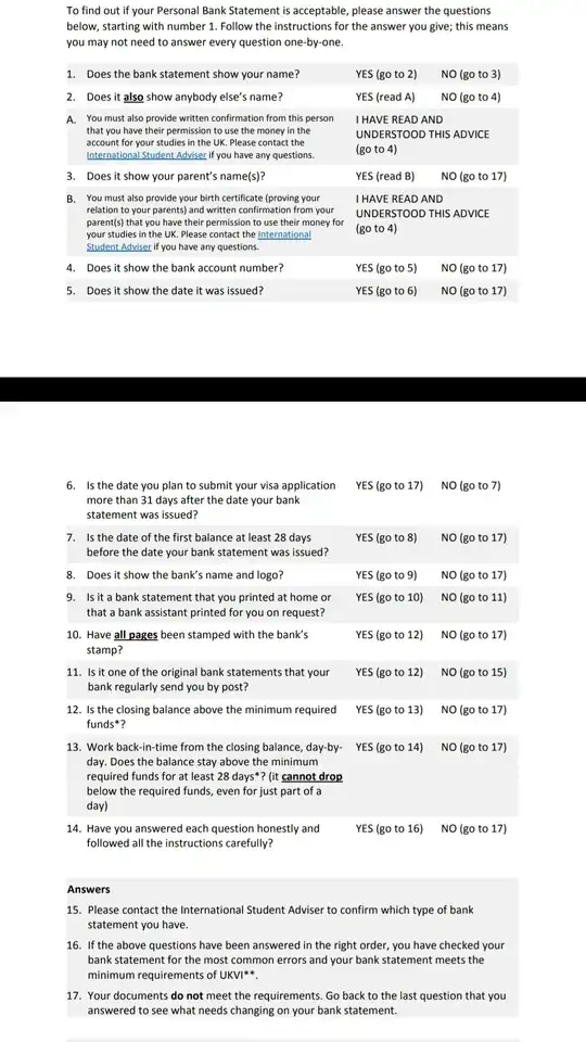 please use this to assess the document that's above because this is from a tier 4(general) Visa I found for students