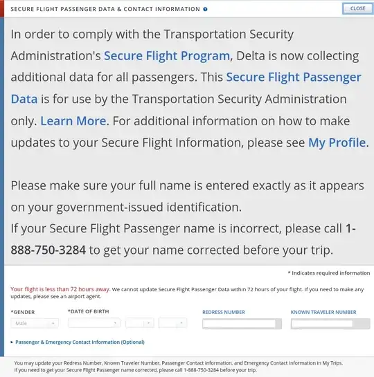 Delta.com Secure Flight Information