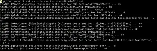 Uncolored output of some Python unittests