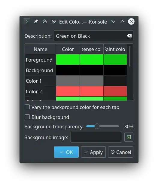 Konsole colors customization