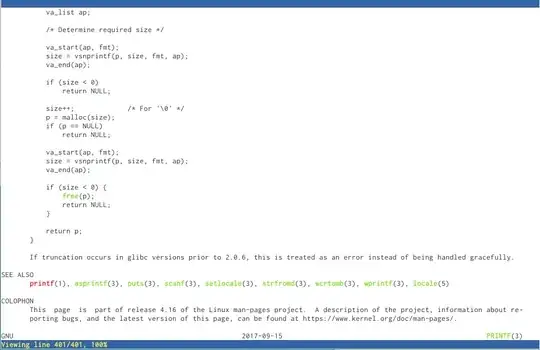 Screenshot of Pinfo showing the sprintf man page
