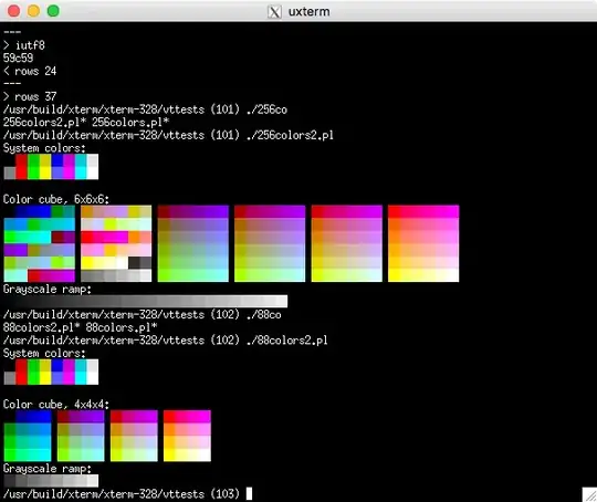xterm showing 256- and 88-color palettes