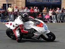 2013 Isle of Man TT&nbsp; TT Zero&nbsp;– Mark Miller(2) MotoCzysz E1pc Practice Session&nbsp;– Parliament Square, Ramsey 3 June 2013.
