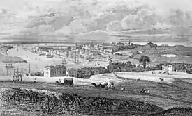 Engraving of "Chatham Dockyard from Fort Pitt" from Ireland's History of Kent, Vol. 4, 1831. It appears between pages 348 and 349. Drawn by G. Sheppard, engraved by R. Roffe.