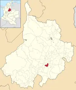 Location of the municipality and town of Confines in the Santander Department of Colombia.