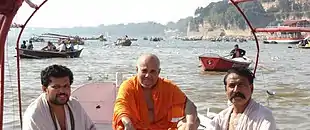 Shri Kesavananda Bharati Swamiji with devotees at Maha Kumbha Mela held at Allahabad in Feb 2013.