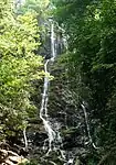Mingo Falls near Cherokee drops about 120 feet (37&nbsp;m) during moderately dry weather.