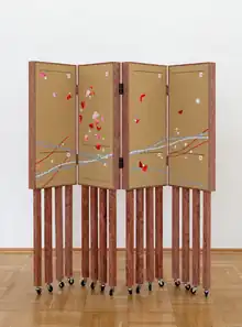 Miao Ying, Prototype #3,  folding screen, wood, oil on canvas 165 x 160 x 7 cm, 2018