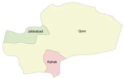 Location of Kahak County in&nbsp;Qom&nbsp;province