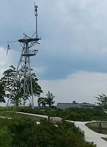 Mainmast and bridge shield of USS&nbsp;Portland&nbsp;(CA-33)