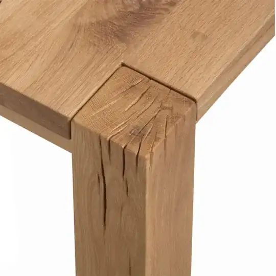 close up of the leg going through the table top
