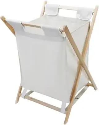 fabric hamper with wooden frame