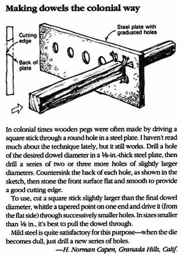 Dowels the Colonial way