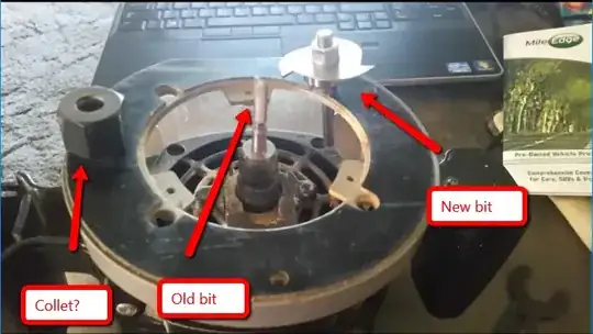 image of stuck router bit in plunge router
