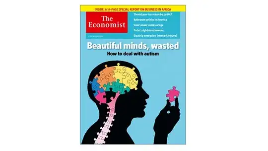 The Economist front cover: "Beautiful Minds Wasted: how to deal with autism"